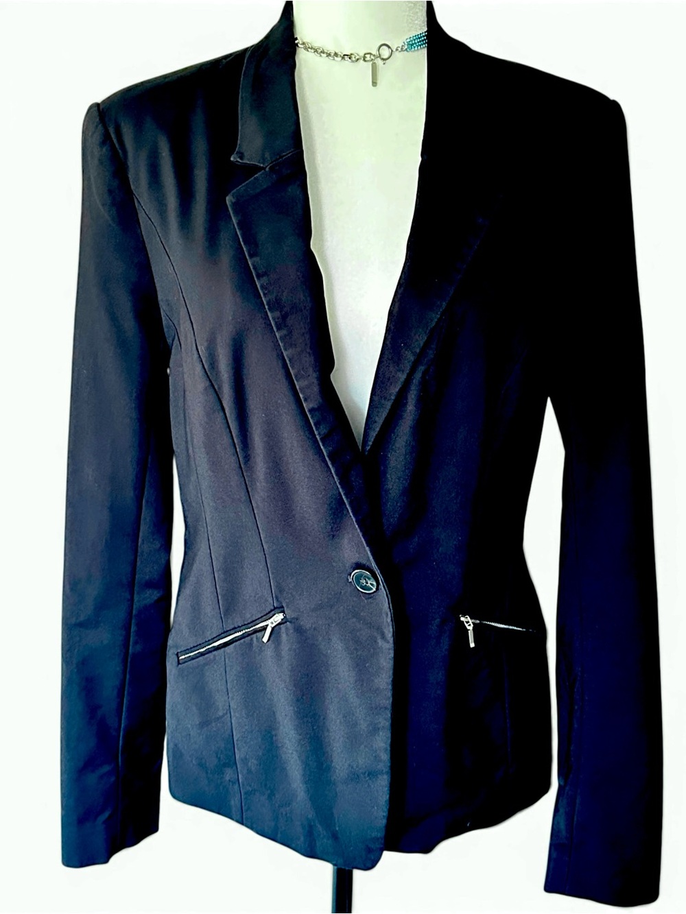 Long Tall Sally Women’s Blazer | Size 10 | Midnight Black | Zippered Pockets